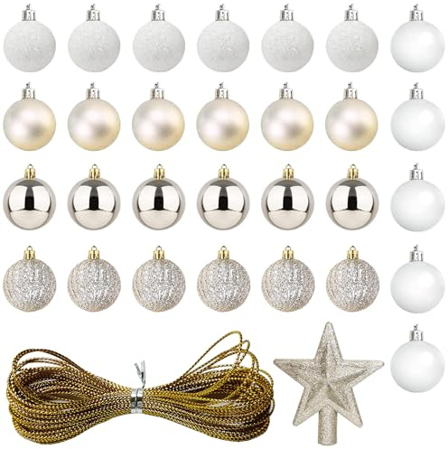 30 Pcs Decoracion de Bolas Arbol 3cm con Dibujos,Champán y Rosa Bolas Navideñas Arbol de Navidad para Decoraciones de árboles de Navidad