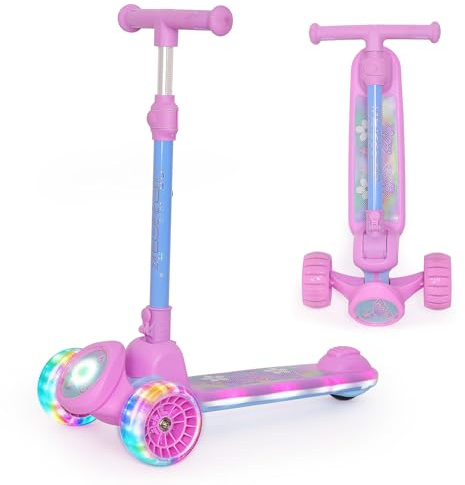 Nattork Trottinette pour enfants à 3 roues, avec large planche antidérapante et poignée en T, trottinette d'entraînement d'équilibre avec hauteur réglable, pour enfants à partir de 3 ans, charge