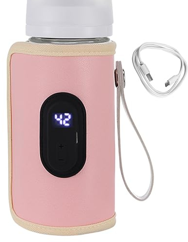 Calentador de biberones, calentador de leche, calentador de botellas, USB con pantalla LCD, ajustable 35-55 °C, función de memoria, cubierta térmica de 20 x 10 cm, para leche materna, hogar, viajes