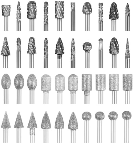 Goshoppers 40tlg Hartmetall-Frässtifte 3mm Doppelschnitt für Holz & Metall
