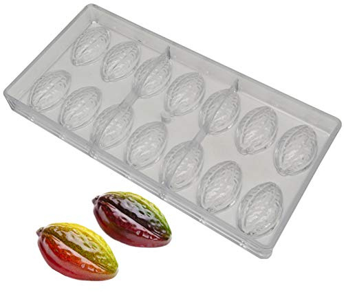 Goldbaking Cocoa Shaped Chocolate Mold DIY Polycarbonate Mould Hard Plastic Candy Tray