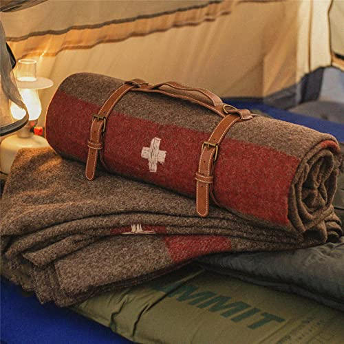 JQZ 100% Wool Blanket 4.5 LBS Swiss Army Military Reproduce Warm Thick Washable 59 x 80 Great for Camping Outdoors Sporting Events Survival & Emergency Kits