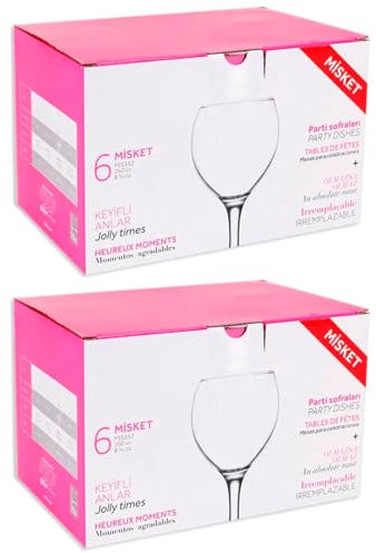 Acan Tradineur - Pack de 12 Copas - Modelo Misket - Capacidad: 260 ml - Ideal para Vino - Aptas para lavavajillas - Tamaño Aprox: Ø 6,7 x 16,5 cm