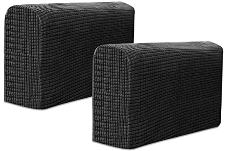DOERDO Stretch Sofa Armrest Covers Armchair Slipcover Protector Couch Arm Covers for Home Office Recliner Sofa Spandex Jacquard Anti-Slip Furniture Protector