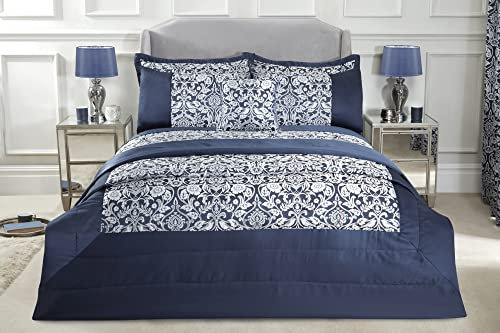 Emma Barclay Eden - Embellished Jacquard Quilted Bedspread Set in Navy - To Fit Double/King