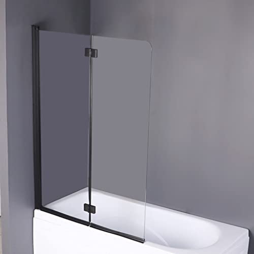VBChome Mampara de ducha de 100 x 140 cm, color negro, plegable, protección contra salpicaduras, para bañera moderna, alta calidad