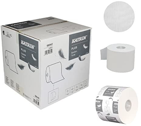 Katrin Plus System toalettpapper, 2-lg, vit, 800 ark, för Katrin-system, toalettpappersdispenser, VE:36 rullar i kartong