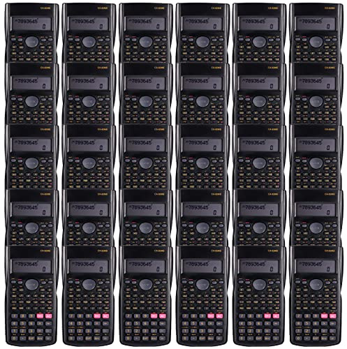30 Pack Classroom Scientific Calculators with 2 Line Display, Black