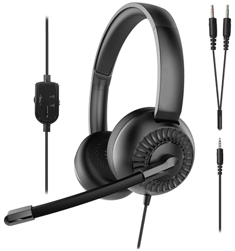 Speedlink METIS Auriculares estéreo - Auriculares con Cable con micrófono y Mando a Distancia por Cable, Oficina y Oficina en casa, Toma de 3,5 mm Incl. Adaptador en Y, Bolsa de Almacenamiento, Negro