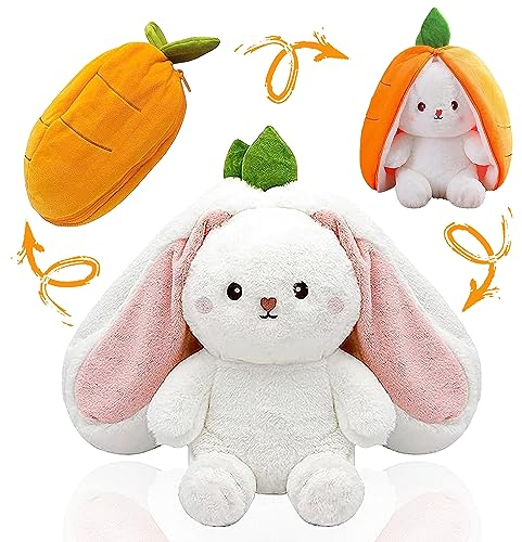 Gxhong Hasen Kuscheltier Verstecken 25CM, Hasen Kuscheltier Plüschtier, Häschen In Karotten Stofftier, Kreatives Plüschtier Geschenk, für Jungen Mädchen Babys Kinder Erwachsene Ostern, Orange