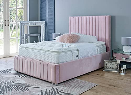 Single Ottoman Bed | Ottoman Bed Single (3ft), Gas Lift Up Bed Frame, Upholstered single Storage Bed with Base and Headboard, Heavy Duty Mesh Frame (Pink)