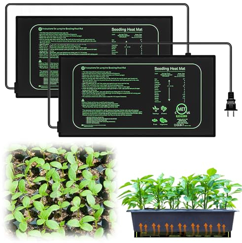 Vegena 2 Stücke Heizmatte Pflanzen, Heizmatte Mit Thermostat, Wärmematte Für Sämling Germination Und Haustier, Temperatur Heizkissen Zimmergewächshaus Für Pflanzen Sämlinge, Reptilien (25 * 52.5cm)