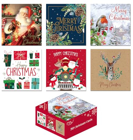 ZOPPER Charity Christmas Cards Pack of 30 with Envelopes – 6 Designs, Traditional Holiday & Xmas Greeting Card Set for Friends, Family, Colleagues and Loved Ones – Premium 110x110mm Cards