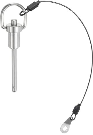 QUARKZMAN Perni di Bloccaggio a Sfera con Maniglia Pulsante, Diametro Perno 5mm, Lunghezza Utilizzo 40mm Perno a Rilascio Rapido con Cavo Sicurezza, Acciaio Inossidabile 320