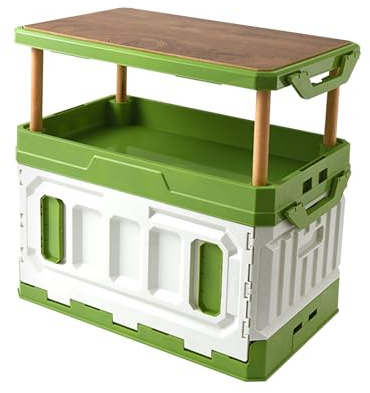 Ergocar Boîte de rangement intérieure et extérieure pliable, pour camping, soulevant le haut de la boîte de grande capacité, avec portes