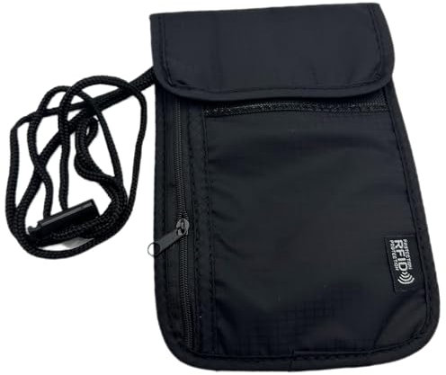 GYHWOFUL Brustbeutel Mit RFID-Schutz, Unisex Brusttasche, Diebstahlsichere Kleine, Umhängegeldbeutel Herren Damen Jungen Mädchen Kinder, Reisepass Tasche, Chest Bag (Schwarz)