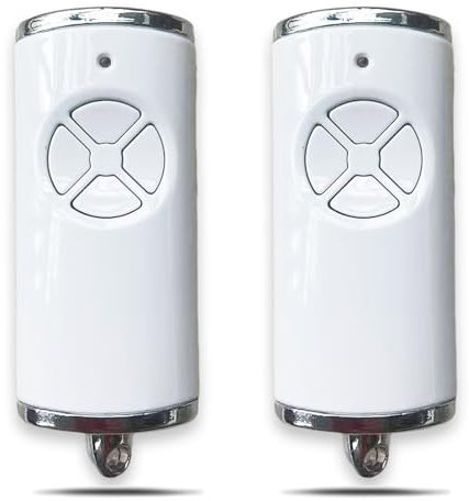 Émetteur portatif pour porte de garage 868.3 BS MHz - Ouvre-porte de garage compatible avec HSE-4-868-BS, HSE2-868-BS, HS4-868-BS, HS1-868-BS, HSS4-868-BS, HSP4-868-BS (blanc 4 boutons 2 pièces)