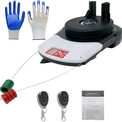 WUCIOA Automatic Roll Up Door Opener, Auto Garage Roller Door Motor with 2 Remote, Gloves, 800N Electric Rolling Gate Door Opener, Smart Garage Door Opener for Store Warehouse Farm Barn