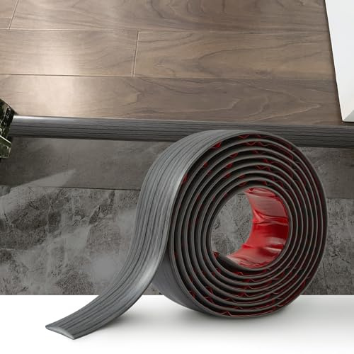 Zayejod 2M PVC Floor Transition Strip Self Adhesive，Dark Grey Wood 5CM | Vinyl Flat Floor Divider Strip Carpet Cover Strips Laminate Threshold Flooring Edge Trim for Joining Floor Tiles Gap Door Bar