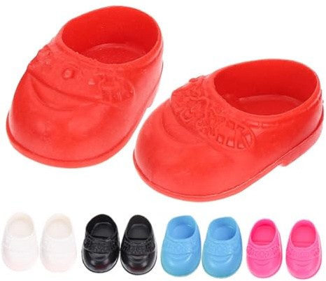 Vaguelly 5 Pairs Miniature Doll Shoes Flat Mini Doll Shoes for 6.46In Dolls Tiny House Accessories Shoe Decors Cute Mini Shoes for Collectors
