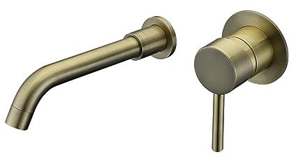 WACEH Faucet Robinet de Salle de Bains Antique à Fixation Murale à Bec pivotant Fixe, Bronze brossé - Moins de Valve Brute Water-Tap