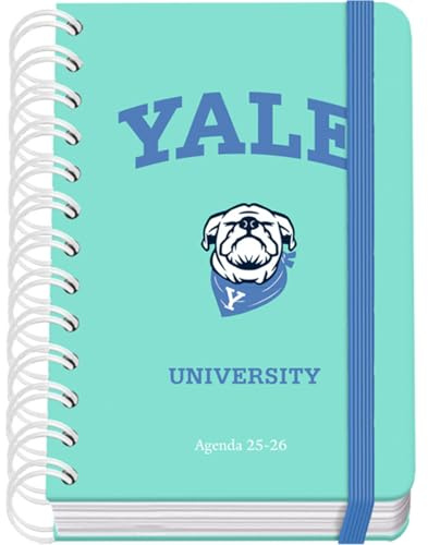 Dohe - Skolkalender 2025 2026 - Dag per sida, Storlek A6 (12x17 cm), Spanska och Engelska, Dubbelspiralbindning och Resårband, Hårt omslag, 4 Klistersidesark - Yale University Dog