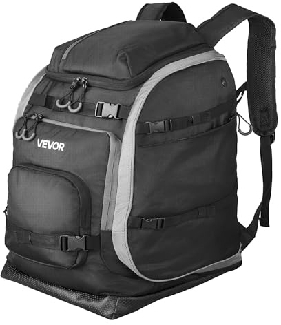 VEVOR Skischuhtasche, 70 L, Reiserucksack für Snowboardstiefel, mit wasserdichter Außenseite & Unterseite, 1680D Oxford, Tasche für Ski, Snowboard, Helm, Schutzbrille, Handschuhe, Zubehör (schwarz)
