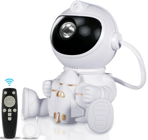 KDISHKRA Proiettore Astronauta LED, 360° con Telecomando e Cielo Stellato