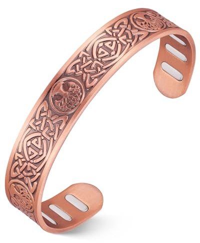 Jeracol Koppararmband för män, 5 x ultrastark magnetiskt koppararmband med 8 st (5 000 Gauss) neodymmagneter, 99,99 % ren koppar smyckesgåva, justerbar (, Koppar