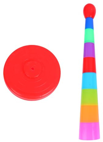 Hohopeti Jeu de Lancer D’Anneaux Colorés 18 Pièces 8 Anneaux et 9 Piliers, Plastique Solide, Jeu Parent-garçon et Filles pour Coordination Œil-Main, Intérieur et Couleur Couleur Aléatoire