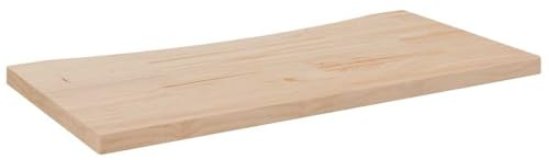 Skrivbordsskiva av massiv furu 80 x 40 x 2,5 cm med naturkant, mångsidig för kontor, hemmakontor, arbetsplatser, kompatibel med ram, tangentbordsutdrag, kabelhantering
