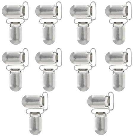 Pinces à Bretelles pour Tétine 20mm, Lot de 20, Métal Argenté