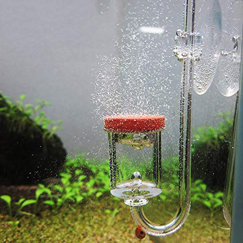 Pssopp CO2-Diffusor für Aquarien, Acryl, Kohlendioxid, Blasenzähler, Aquarium-Luftverfeiner, CO2-Blasen-Diffusor mit Saugnapf (L)