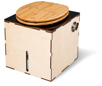 Kildwick EasyLoo Trenntoilette/Trockentoilette, Campingtoilette, Gartentoilette, chemiefrei, wasserlos, unabhängig und flexibel, autark und glücklich (5V Lüfter rechts, Schwarz)