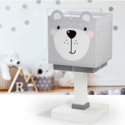 Dalber Kinder Tischlampe Nachttischlampe kinderzimmer Little Teddy Bär Tiere, Grau, 64571, E14