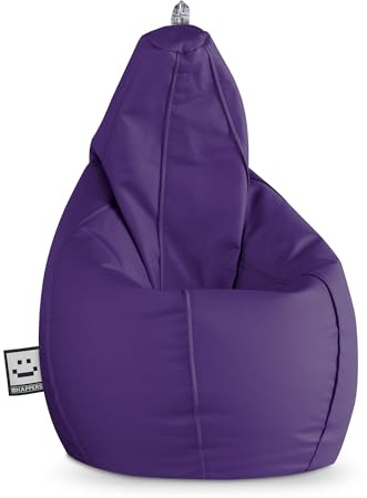 HAPPERS Puff Pera para Salón y Dormitorio con Relleno | Polipiel Alta Resistencia | Sillón Relax Ergonómico Infantil y Juvenil | Puff para Leer y Jugar | Lila 130x75 XL