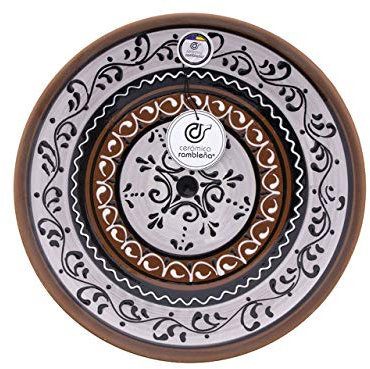 CERÁMICA RAMBLEÑA | Plato Decorativo para Colgar en Pared | Plato de cerámica | Plato decoración | Plato de Barro Rojo - Modelo D22 | 100% Hecho a Mano | 28x28x4.5 cm