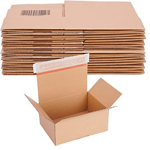 verpacking Automatik Karton 160 x 130 x 70 mm Braun (Außenmaß 165 x 135 x 75 mm) VP 10 Versandkartons mit selbstklebendem Deckel stabile Kartonagen (20 Stück)