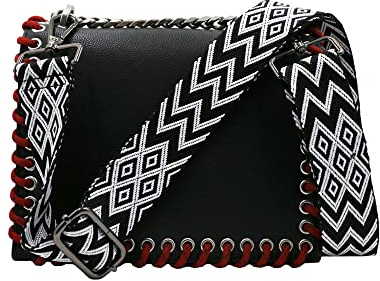 Axelrem för väskor, bredd 3,8 cm, boho, justerbar väsk-/bärrem 80–141 cm, med karbinhake, för axelväskor, väskor, handväskor (svart)