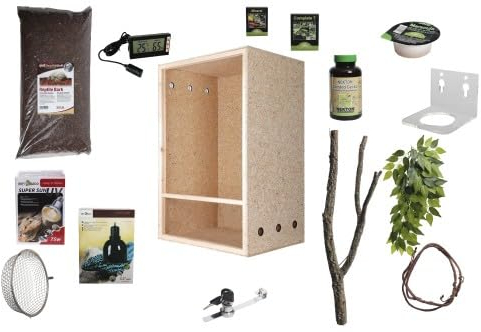 Komplettset: Für Kronengeckos XL Terrarium mit Holz-Terrarium