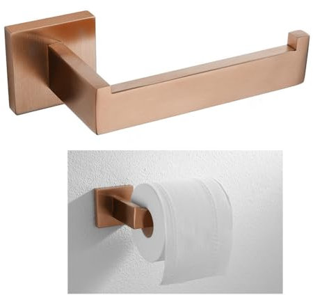 Accesorios de baño de Oro Rosa Cepillado Accesorios de baño Cuadrados Soporte de Papel higiénico Soporte de Toalla Barra Gancho para Bata Toallero, Soporte de Papel, 1