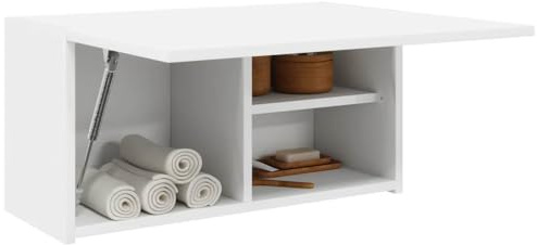 Homgoday - Armadietto da bagno a parete, per bagno, sospeso, armadio a muro, pensile, armadio per bagno, da montare a parete, mensola a muro, colore bianco, 60 x 25 x 30 cm, in materiale legnoso