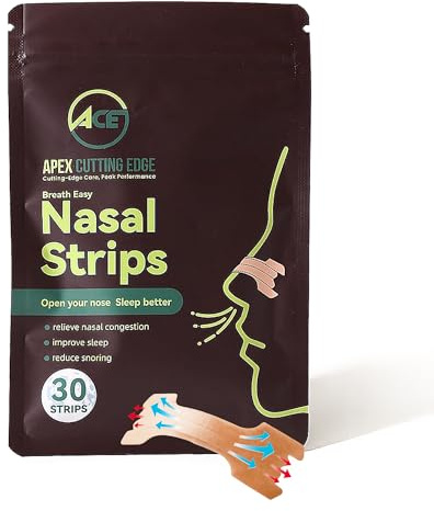 Apex Cutting Edge Nasal Strips – Beige | Enhanced Airflow for Better Breathing & Restful Sleep | Flexible, Gentle on Skin | Ideal for Nighttime Use & Sports Performance (30 Strips)