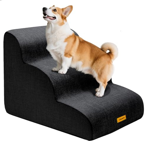 Gimars Escalier Robuste Extra Large pour Chiens en Mousse Haute densité 30D pour Lits surélevés, pour Petits et Moyens Chiens, escalier Anti-dérapant pour Animaux de Compagnie