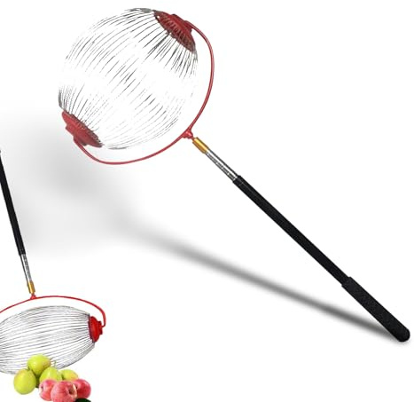 Nusssammler, Rollsammler mit Alu Teleskopstiel 45–150 cm, Obstsammler und Nusssammler aus Edelstahldraht mit stabilem Aluminiumgriff, Kugelpflücker Obstsammler für Walnüsse, Pekannüsse (Small)