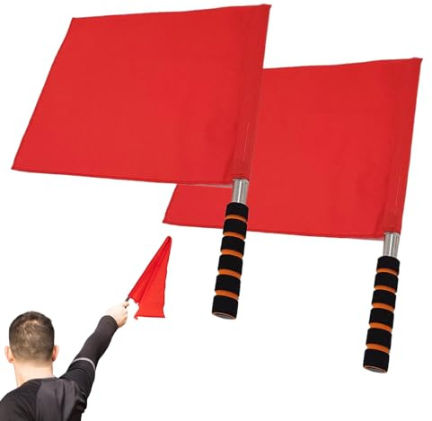 2 Bandiere per Arbitro di Calcio, Bandiera Rossa per Arbitro in Acciaio, Bandiere guardalinee per arbitri e assistenti, Bandiera Portatile per Eventi su Pista e Campo, Partite Sportive