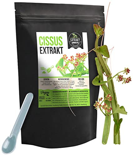 Estratto di Cissus Quadrangularis | 40% di chetosterone | 100g POLVERE | senza additivi | Testato in laboratorio, 100% vegano ad alte dosi e imbottigliato in Germania (100 g)
