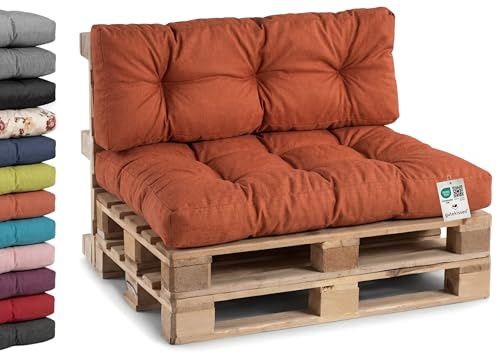 Gutekissen® Cuscini per Pallet per Divano da Giardino - Trapuntati PPI (Cuscino di seduta 120x60, gesteppt Arancione)