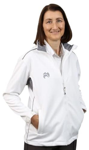Henselite Womens Lawn Bowling Full zip fleece-Color White with Grey Trims Size XL