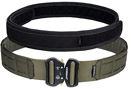 IDOGEAR Taktischer Gürtel Molle 2 Zoll Kampfgürtel mit 1,75 Zoll Innengurt Schnellverschluss Hochleistungsgürtel Lasergeschnittener (Medium for waist 86-96 cm, Ranger Green)